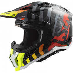 CASCO LS2 X-FORCE CARBONO BARRIER YELLOW FLUO/RED