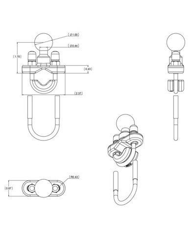 SOPORTE MANILLAR TIPO U RAM MOUNTS HANDLEBAR