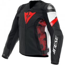 CHAQUETA DAINESE AVRO 5 LEATHER JACKET BLACK/LAVA-RED/WHITE