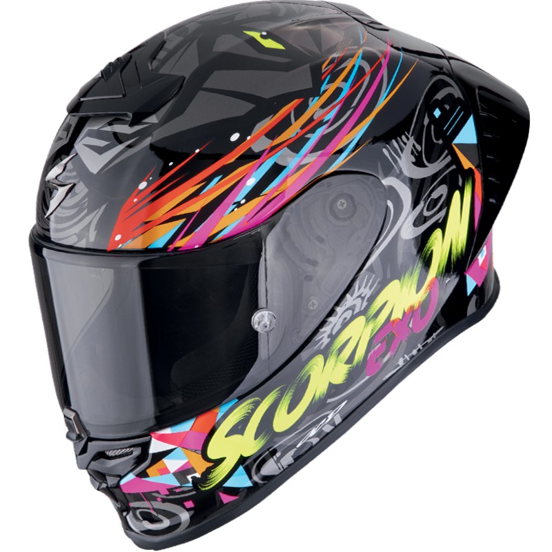 CASCO SCORPION EXO-R1 EVO II AIR SAVAGE NEGRO/AZUL/ROSA CASCO SCORPION EXO-R1 EVO II AIR SAVAGE NEGRO/AZUL/ROSA