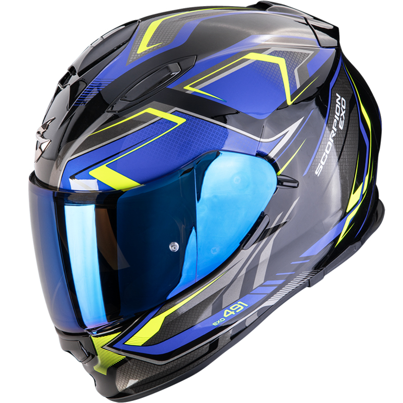 CASCO SCORPION EXO-491 ZUMO BLACK/BLUE/YELLOW FLUO