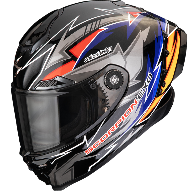 CASCO SCORPION EXO-RACE AIR MOVE ON BLACK/BLUE/ORANGE