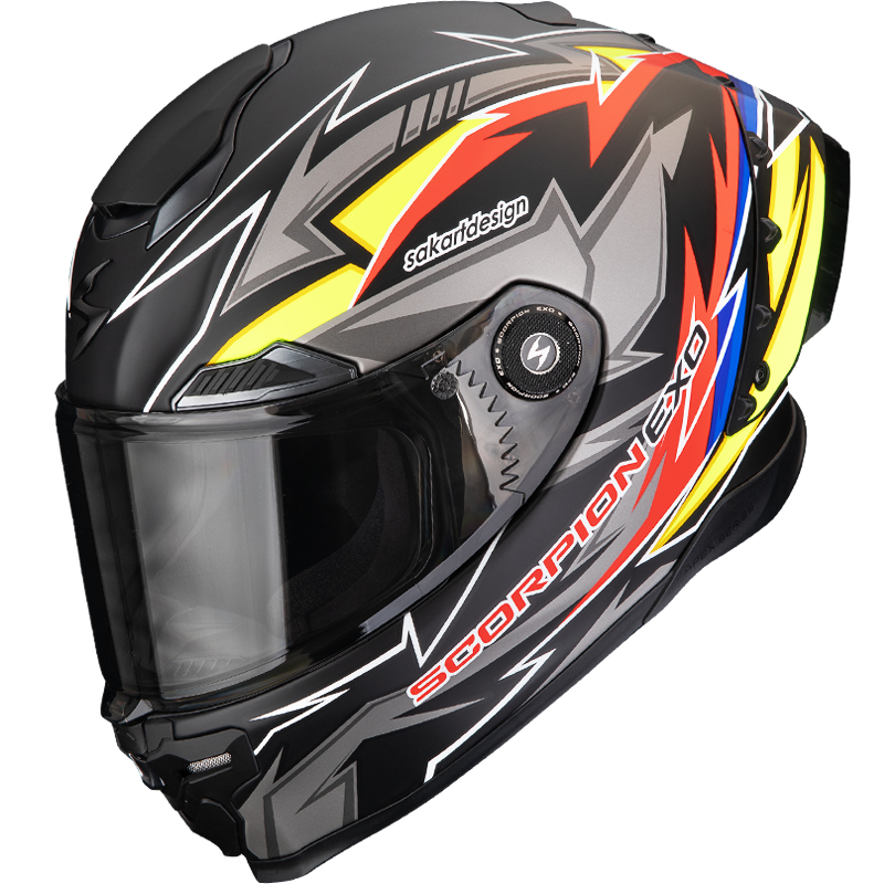 CASCO SCORPION EXO-RACE AIR MOVE ON BLACK/RED/YELLOW MATT
