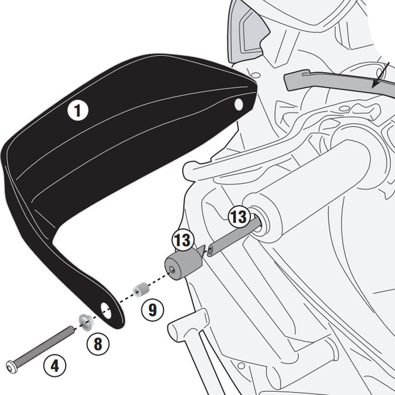 KIT DE PROTECTORES DE MANOS GIVI HP9225B CFMOTOS 800 MT