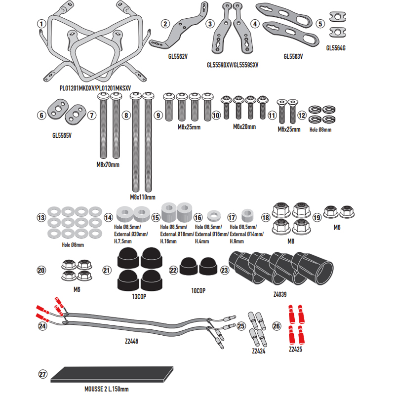KIT DE FIJACION MALETAS LATERALES GIVI PLO1201MK HONDA XLV 750 TRANSALP KIT DE FIJACION MALETAS LATERALES GIVI PLO1201MK HONDA XLV 750 TRANSALP