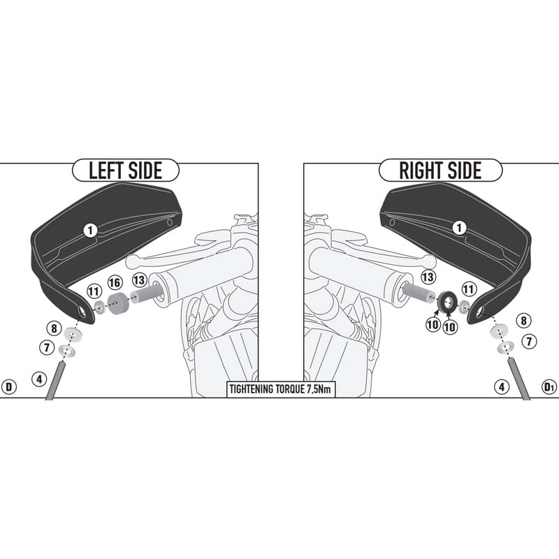 KIT DE PROTECTORES DE MANOS GIVI HP1201B HONDA XL 750 TRANSALP/CB 750 HORNET