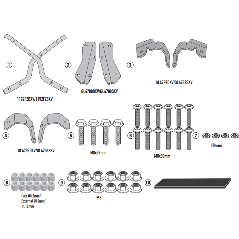 KIT DE FIJACIÓN POSTERIOR GIVI 1192FZ HONDA NC750X KIT DE FIJACIÓN POSTERIOR GIVI 1192FZ HONDA NC750X
