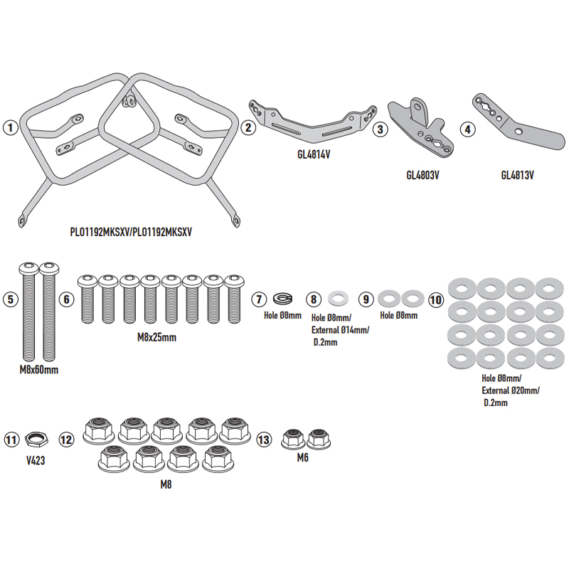 KIT DE FIJACION MALETAS LATERALES GIV PLO1192MK HONDA NC750X KIT DE FIJACION MALETAS LATERALES GIV PLO1192MK HONDA NC750X