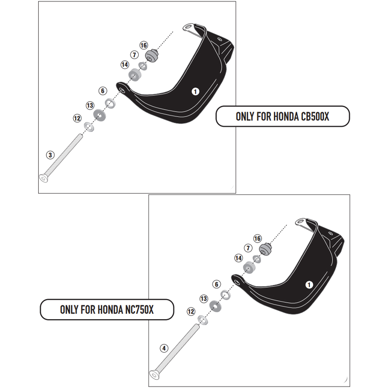 KIT DE PROTECTORES DE MANOS GIVI HP1192B HONDA NC750X/NX500/CB500