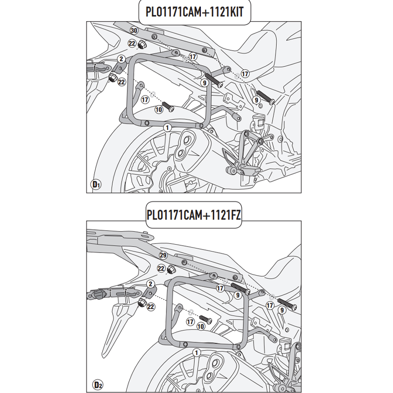 KIT DE FIJACION MALETAS LATERALES GIVI PLO1171CAM HONDA NX500/CB500 KIT DE FIJACION MALETAS LATERALES GIVI PLO1171CAM HONDA NX500/CB500