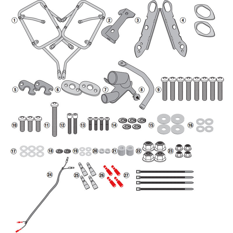 KIT DE FIJACION MALETAS LATERALES GIVI PLO1171CAM HONDA NX500/CB500 KIT DE FIJACION MALETAS LATERALES GIVI PLO1171CAM HONDA NX500/CB500