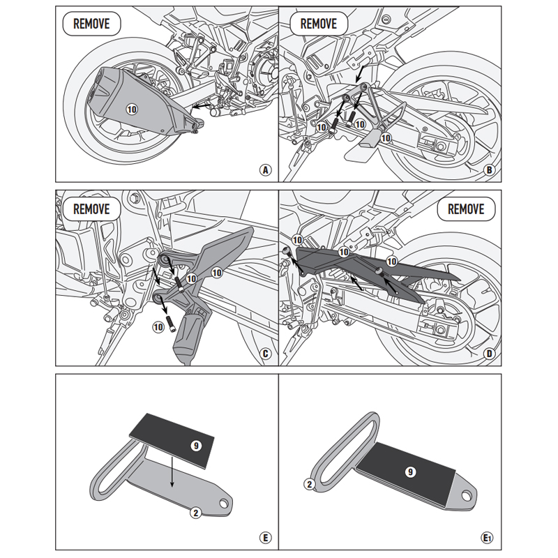 GUARDABARROS TRASERO GIVI MG1203 HONDA NX500/CB500