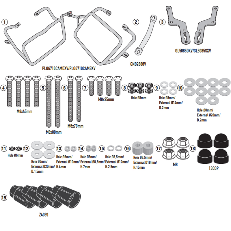 KIT DE FIJACION MALETAS LATERALES GIVI PLO6710CAM APRILIA TUAREG 660 KIT DE FIJACION MALETAS LATERALES GIVI PLO6710CAM APRILIA TUAREG 660