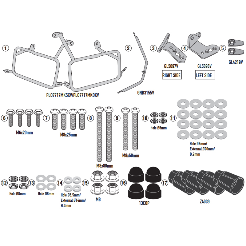 KIT DE FIJACION MALETAS LATERALES GIVI PLO7717MK KTM ADVENTURE 890/790 KIT DE FIJACION MALETAS LATERALES GIVI PLO7717MK KTM ADVENTURE 890/790