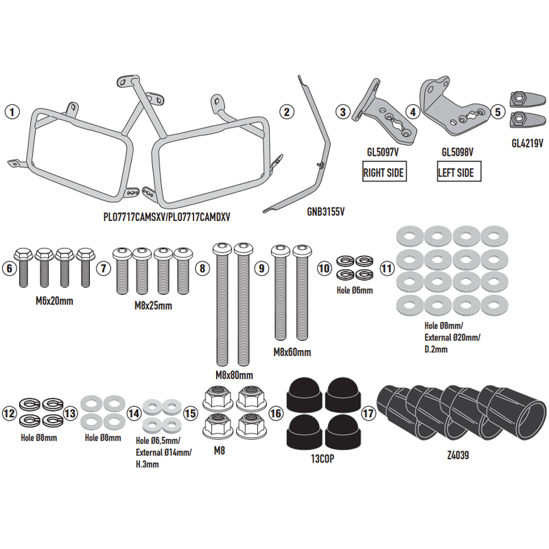 KIT DE FIJACION MALETAS LATERALES GIVI PLO7717CAM KTM ADVENTURE 890/790 KIT DE FIJACION MALETAS LATERALES GIVI PLO7717CAM KTM ADVENTURE 890/790