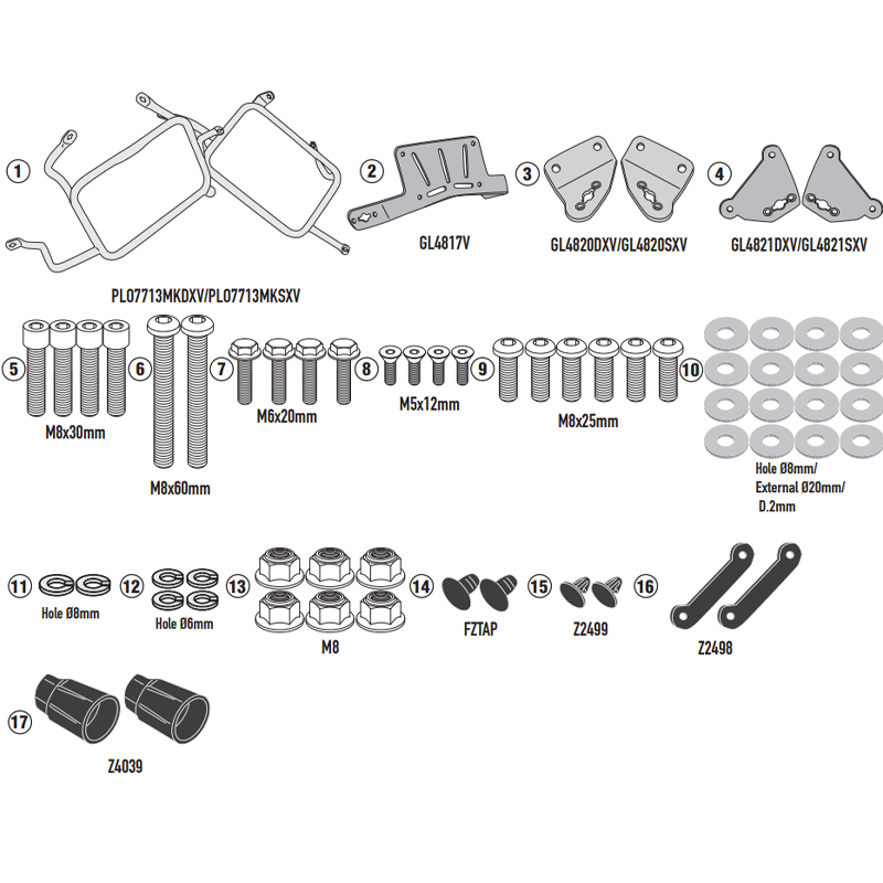 KIT DE FIJACION MALETAS LATERALES GIVI PLO7713MK KTM 1290 SUPER ADVENTURE
