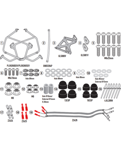 KIT DE FIJACION MALETAS LATERALES GIVI PLO9260CAM VOGE VALICO 900 DSX