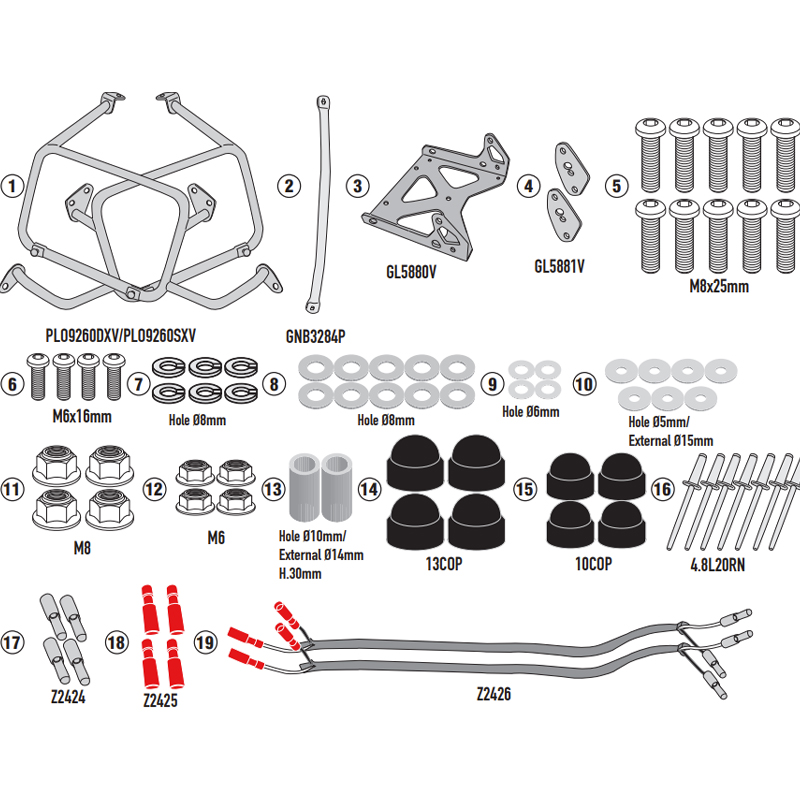 KIT DE FIJACION MALETAS LATERALES GIVI PLO9260CAM VOGE VALICO 900 DSX