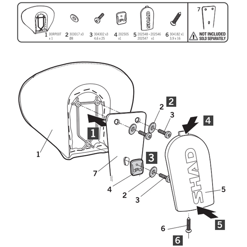 RESPALDO PARA PASAJERO SHAD D0RP05 SILVER