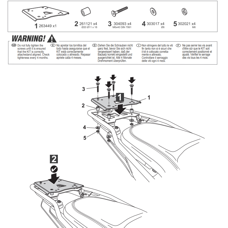 KIT DE FIJACIÓN POSTERIOR SHAD V0DS94ST VOGE 900 DSX
