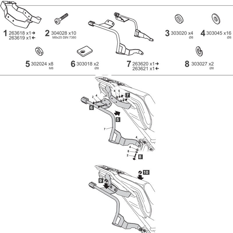 KIT DE FIJACION MALETAS LATERALES SHAD 3P V0DS95IF VOGE 900 DSX