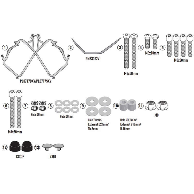 KIT DE FIJACION MALETAS LATERALES GIVI PL8717 BENELLI TRK 702
