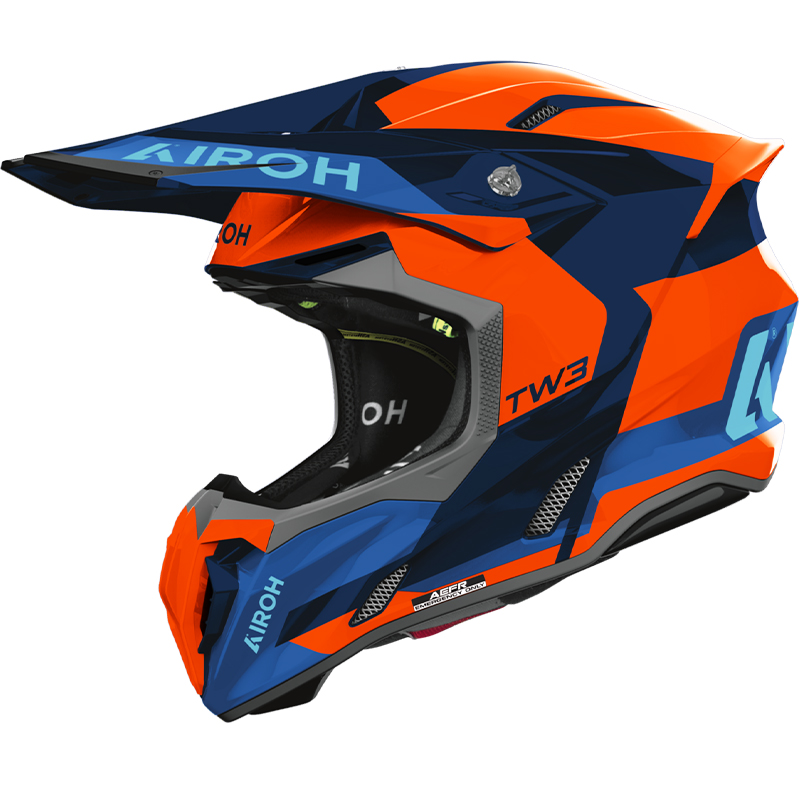 CASCO AIROH TWIST 3 FANCY ORANGE/BLUE GLOSS