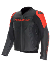 CHAQUETA DAINESE RACING 5 PERFORADA NEW BLACK/BLACK/RED FLUO | Cuero de moto | %brands%