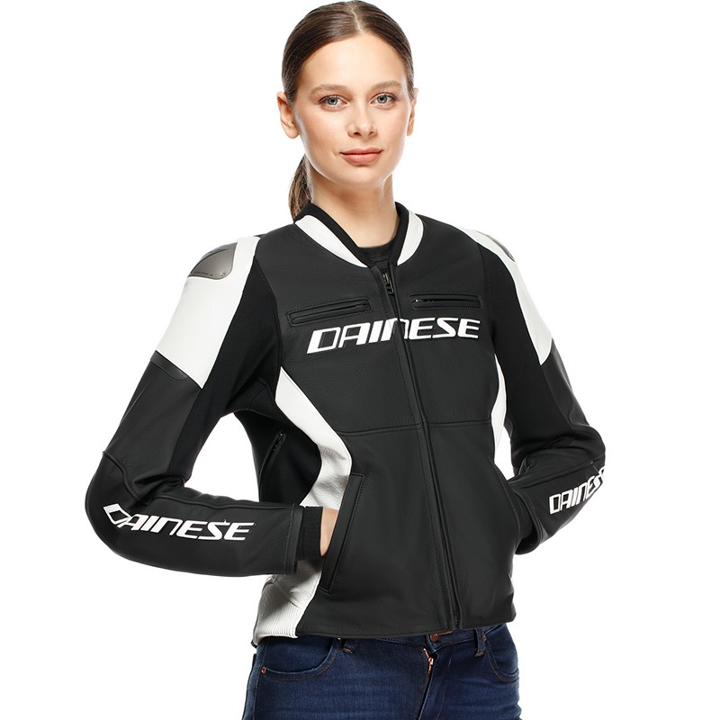 CHAQUETA DAINESE RACING 5 LADY NEW BLACK/WHITE | Cuero de moto | %brands%