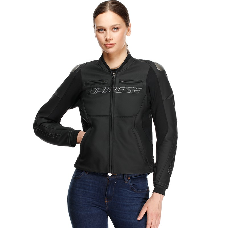 CHAQUETA DAINESE RACING 5 LADY PERFORADA NEW BLACK/BLACK | Cuero de moto | %brands%