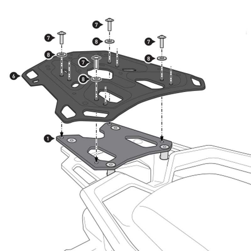 KIT DE FIJACIÓN POSTERIOR SW-MOTECH ADVENTURE-RACK CFMOTO GPT.10.625.19001/B | Fijaciones Top Case de moto | %brands%