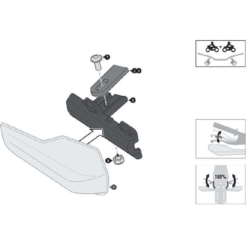 KIT DE MONTAJE PROTECTORES DE MANOS SW-MOTECH ADVENTURE Y SPORT HDG.00.220.80000/B | Paramanos de moto | %brands%