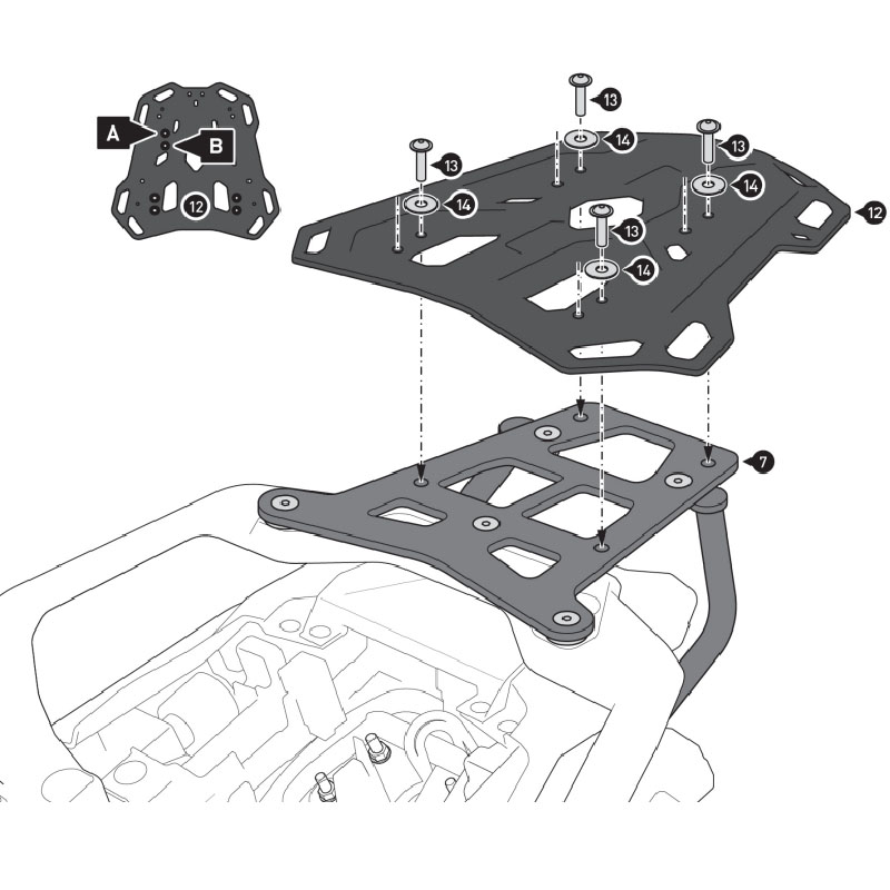 KIT DE FIJACIÓN POSTERIOR SW-MOTECH ADVENTURE-RACK YAMAHA GPT.06.597.19000/B | Fijaciones Top Case de moto | %brands%