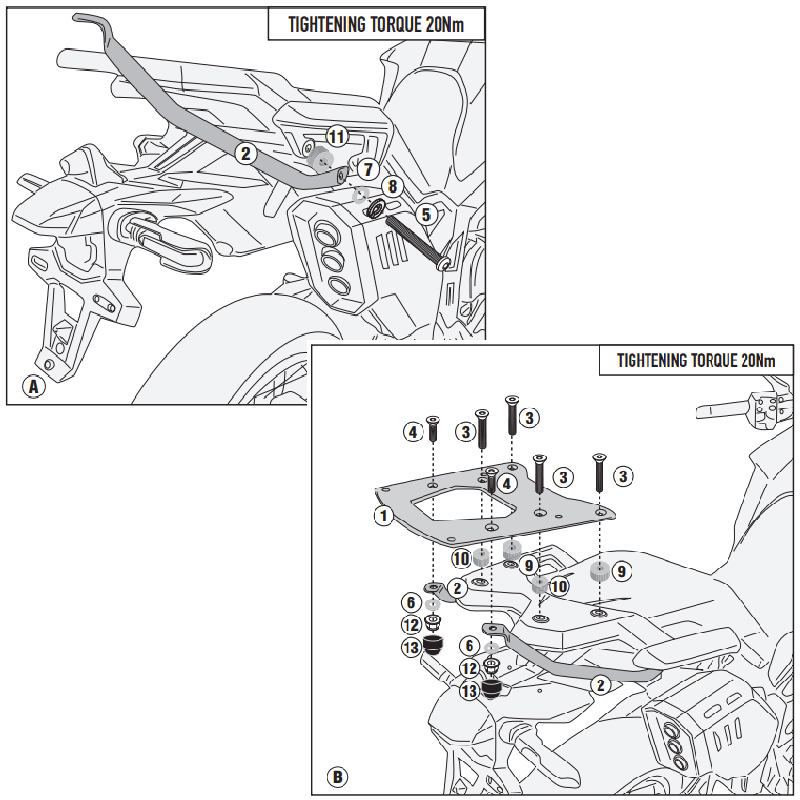 KIT DE FIJACION MALETAS LATERALES GIVI PLO7607MK ZONTES 703 F | Fijaciones Maletas de moto | %brands%