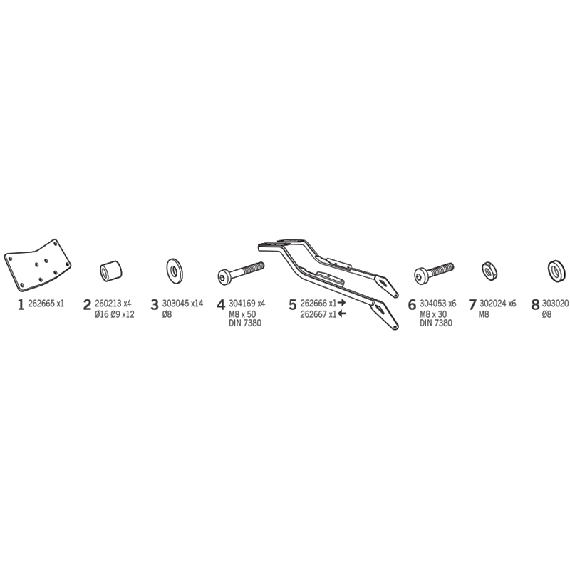 KIT DE FIJACION POSTERIOR SHAD Z0G110ST ZONTES 125 SCRAMBLER/G1/GK | Fijaciones Top Case de moto | %brands%