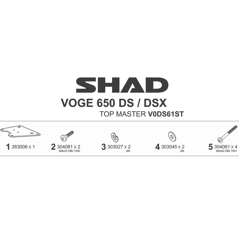 KIT DE FIJACIÓN POSTERIOR SHAD V0DS61ST VOGE 650DS/650DSX  | Fijaciones Top Case de moto | %brands%