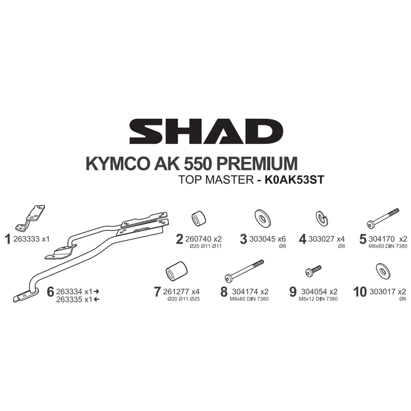 KIT DE FIJACIÓN POSTERIOR SHAD K0AK53ST KYMCO AK 550 PREMIUM | Fijaciones Top Case de moto | %brands%