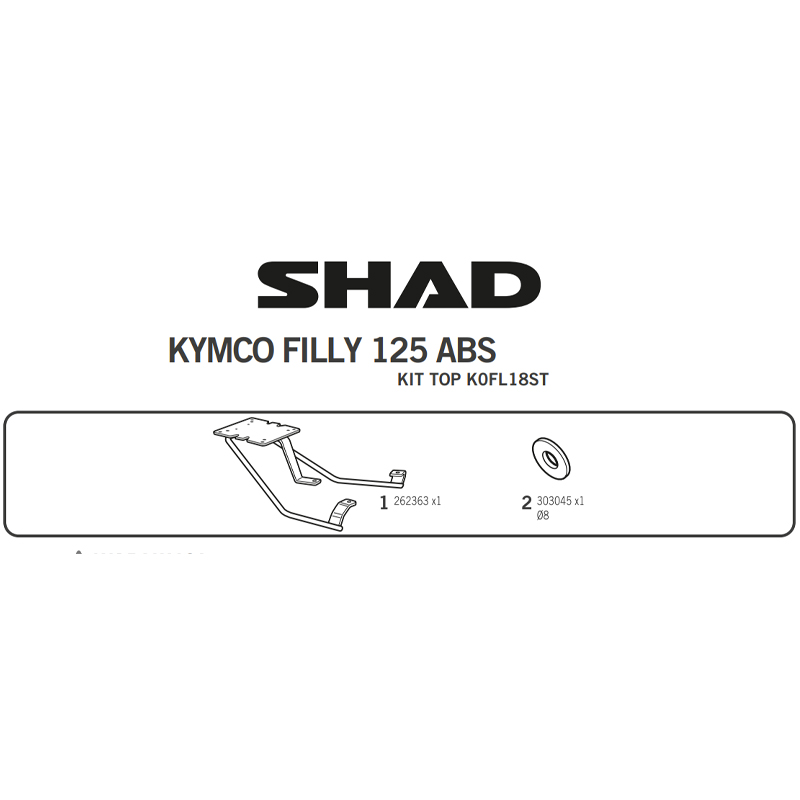 KIT DE FIJACIÓN POSTERIOR SHAD K0FL18ST KYMCO FILLY 125 ABS | Fijaciones Top Case de moto | %brands%