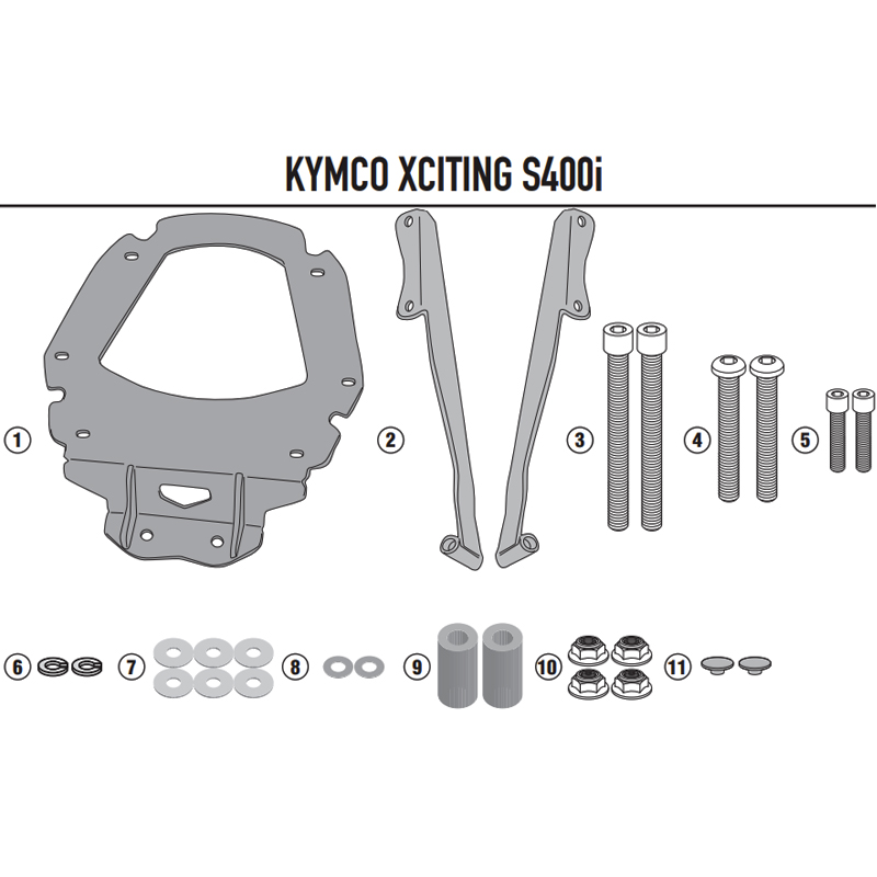 KIT DE FIJACIÓN POSTERIOR GIVI SR6112 KYMCO XCITING VS 400 | Fijaciones Top Case de moto | %brands%