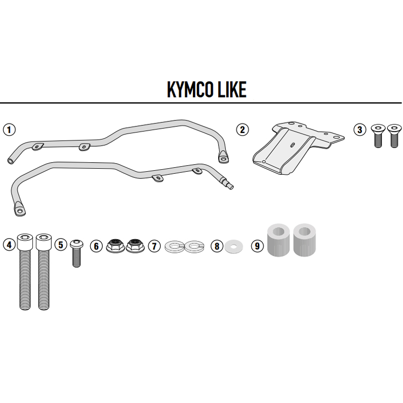 KIT DE FIJACIÓN POSTERIOR GIVI SR6109 KYMCO LIKE 150/125/50/LIKE SPORT 125 | Fijaciones Top Case de moto | %brands%