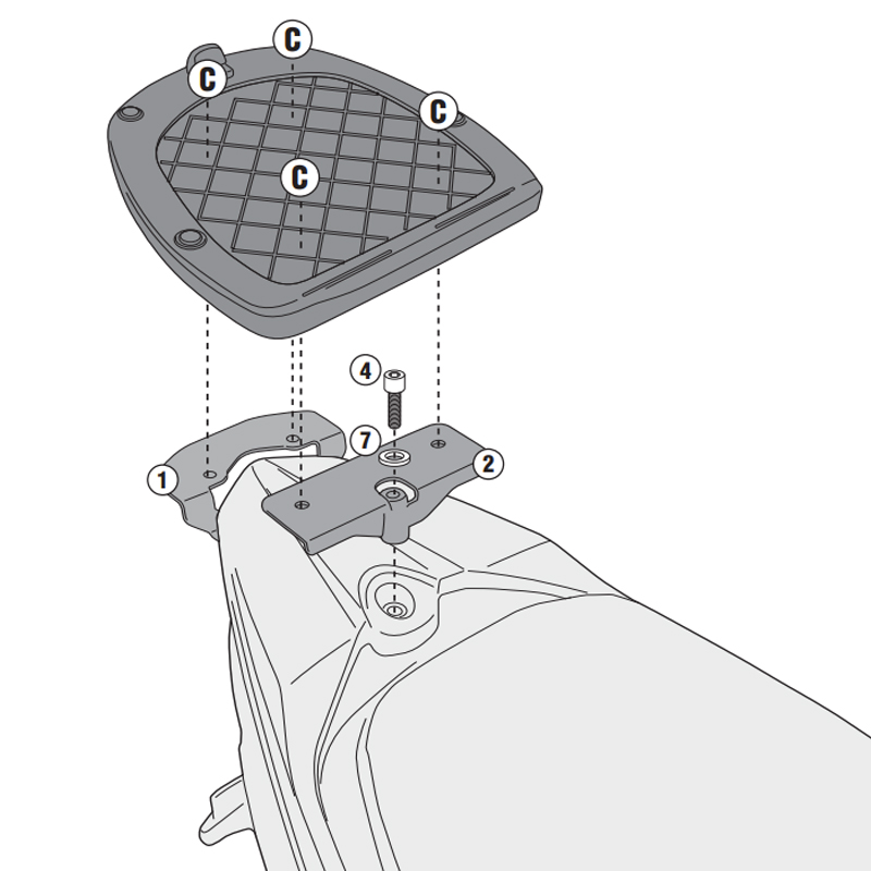 KIT DE FIJACIÓN POSTERIOR GIVI SR6106 KYMCO AGILITY 200/150/125/50 R | Fijaciones Top Case de moto | %brands%