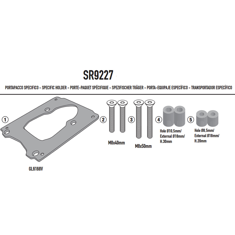 KIT DE FIJACIÓN POSTERIOR GIVI SR9227 CFMOTO 1000 MT-X/800 MT-X | Fijaciones Top Case de moto | %brands%