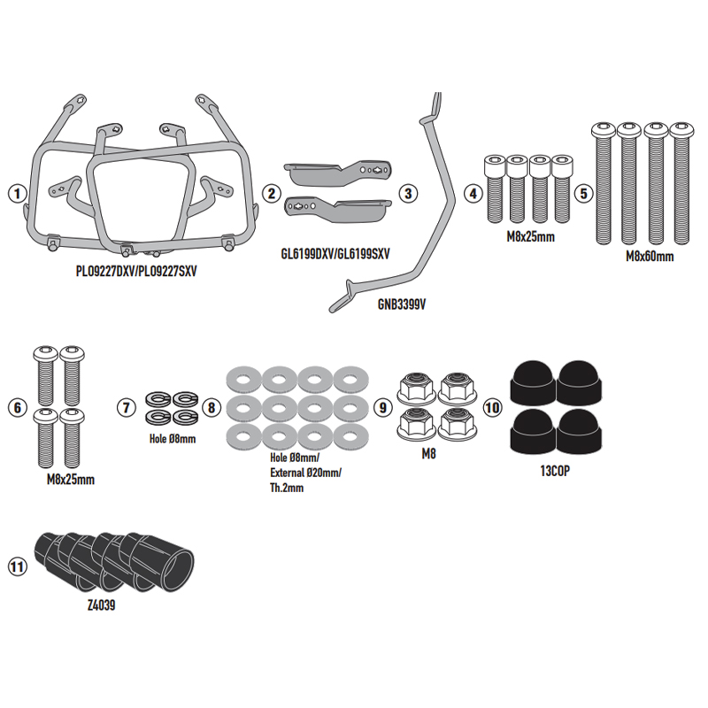 KIT DE FIJACION MALETAS LATERALES GIVI PLO9227MK CFMOTO 800 MT-X | Fijaciones Maletas de moto | %brands%