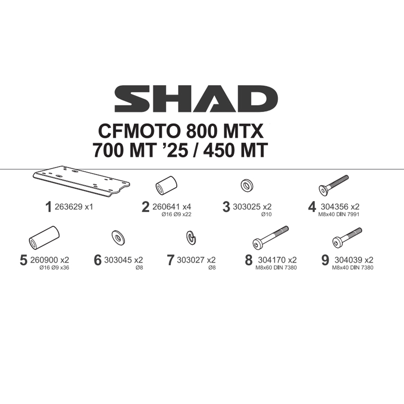 KIT DE FIJACIÓN POSTERIOR SHAD C0MT45ST CFMOTO 1000 MTX/800 MTX/700 MT/450 MT | Fijaciones Top Case de moto | %brands%