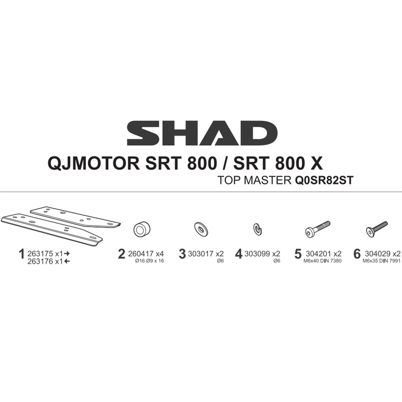 KIT DE FIJACIÓN POSTERIOR SHAD Q0SR82ST QJMOTOR SRT 800/SRT 800 X | Fijaciones Top Case de moto | %brands%