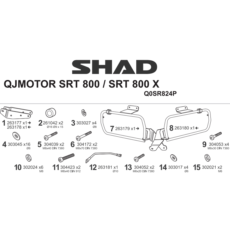 KIT DE FIJACION MALETAS LATERALES SHAD 4P Q0SR824P QJMOTOR SRT 800/SRT 800 X | Fijaciones Maletas de moto | %brands%