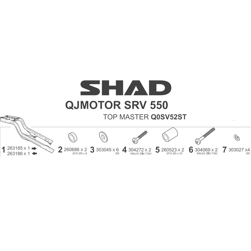 KIT DE FIJACIÓN POSTERIOR SHAD Q0SV52ST QJMOTOR SRV 550 | Fijaciones Top Case de moto | %brands%