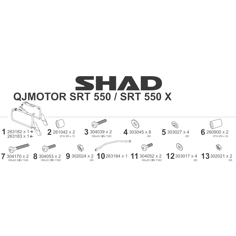 KIT DE FIJACION MALETAS LATERALES SHAD 4P Q0SR524P QJMOTOR SRT 550 | Fijaciones Maletas de moto | %brands%