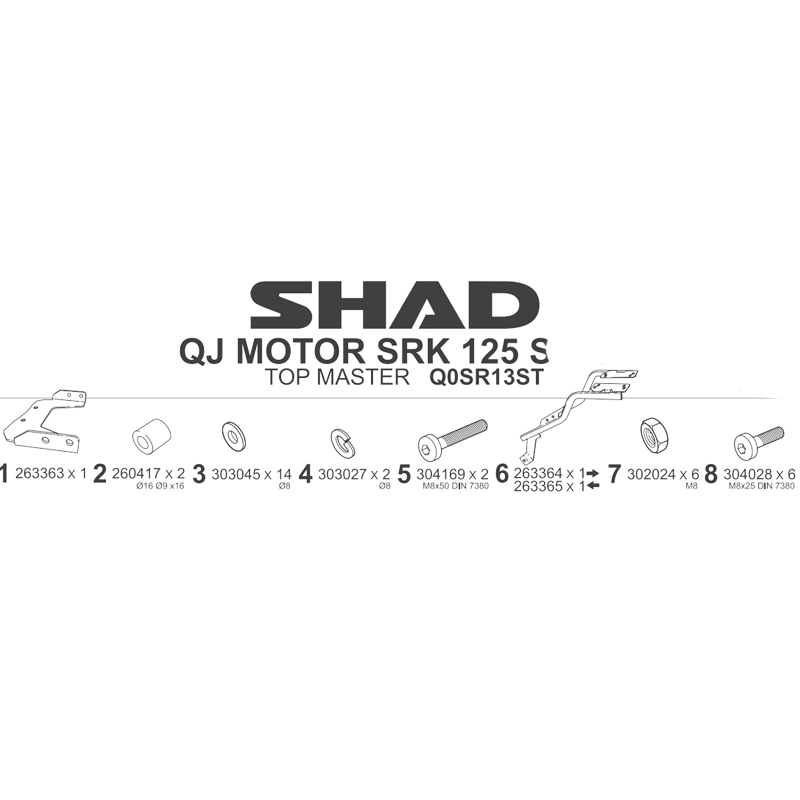 KIT DE FIJACIÓN POSTERIOR SHAD Q0SR13ST QJMOTOR SRK 125 S | Fijaciones Top Case de moto | %brands%