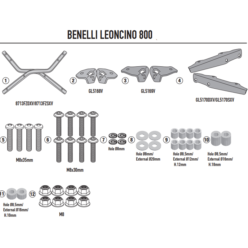 KIT DE FIJACIÓN POSTERIOR GIVI 8713FZ BENELLI LEONCINO 800 | Fijaciones Top Case de moto | %brands%